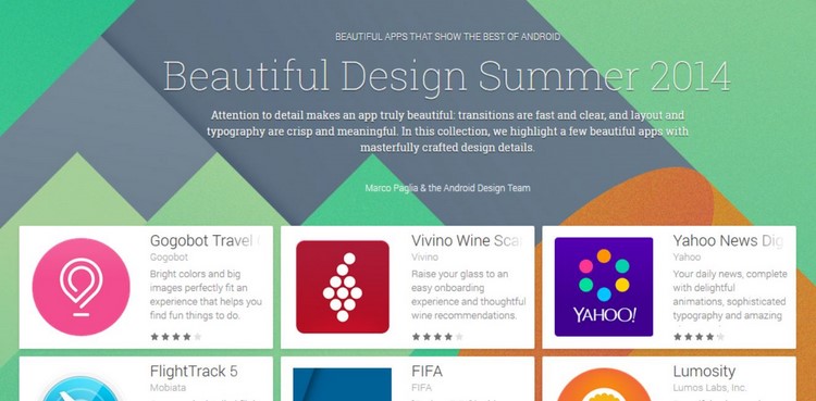 La collection d'application Android Beautiful Design Summer 2014