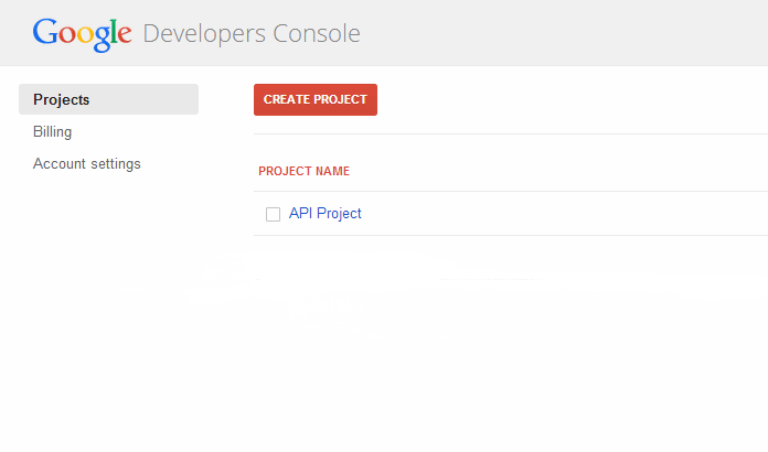 developers console new project